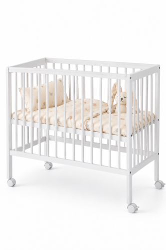 Babybett &amp; Beistellbett BeNino 100x50 cm, 10-fach höhenverstellbar – Weiss