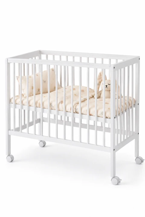 Babybett &amp; Beistellbett BeNino 100x50 cm, 10-fach höhenverstellbar – Weiss