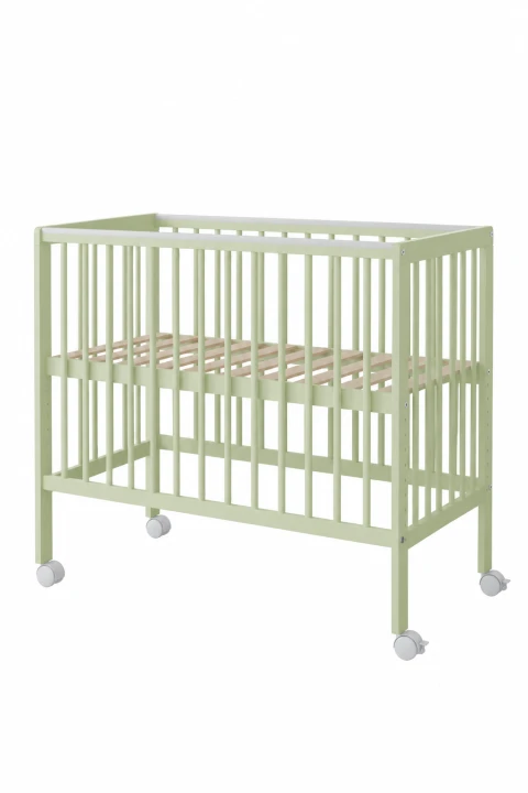Babybett & Beistellbett BeNino 100x50 cm, 10-fach höhenverstellbar – Salbeigrün