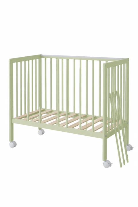 Babybett & Beistellbett BeNino 100x50 cm, 10-fach höhenverstellbar – Salbeigrün