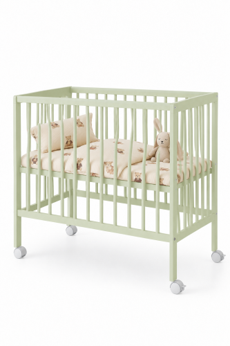 Babybett & Beistellbett BeNino 100x50 cm, 10-fach höhenverstellbar – Salbeigrün