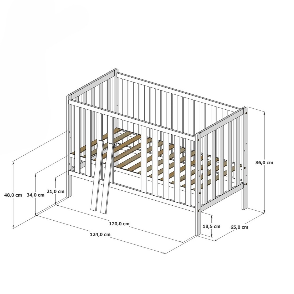Babybett BeBino 2-in-1 Umbaubett Salbeigrün Maße