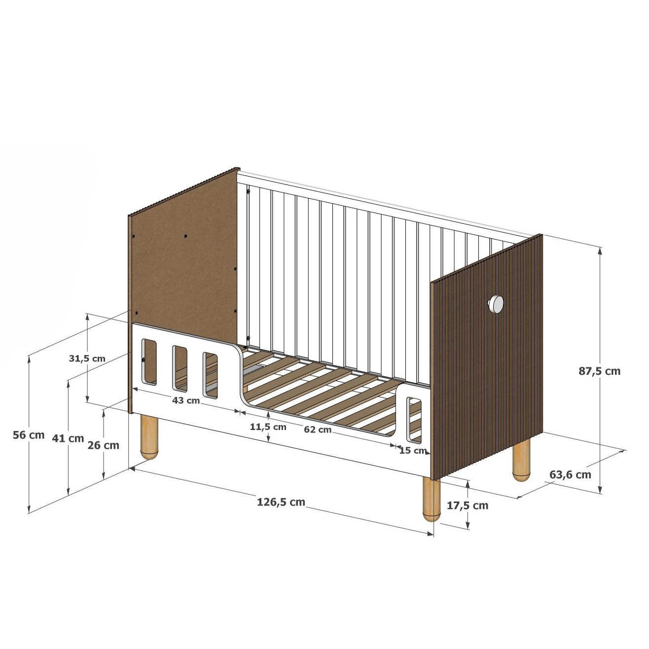 Babella Babybett Kaschmir Phase 4 offenes Kinderbett