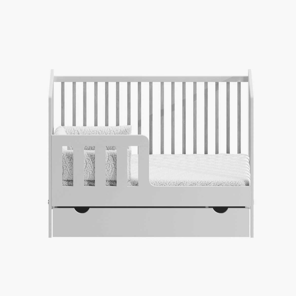 Bebetto Babybett Phase 4 offenes Kinderbett Kaschmir Naturholz-Gitterstäbe