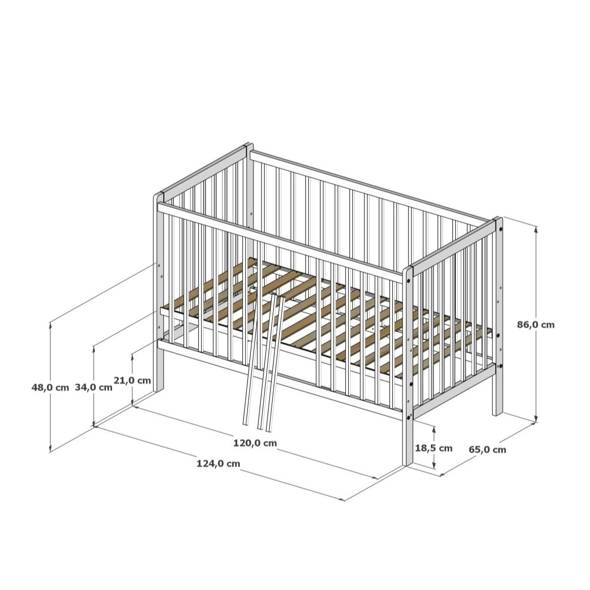 Bebetto Babybett Mint komplett mitwachsend 4 Phasen Kiefernholz Babella Kollektion