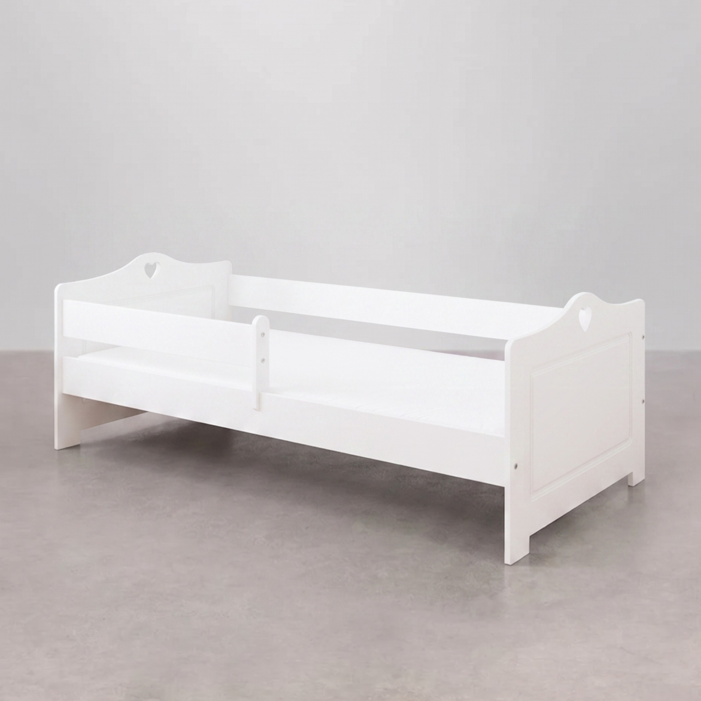 Kinderbett Bello Weiß ohne Schublade 140x80 oder 160x80 cm Schutzbarriere Lattenrost Matratze EN 716-1 MDF Kiefernholz