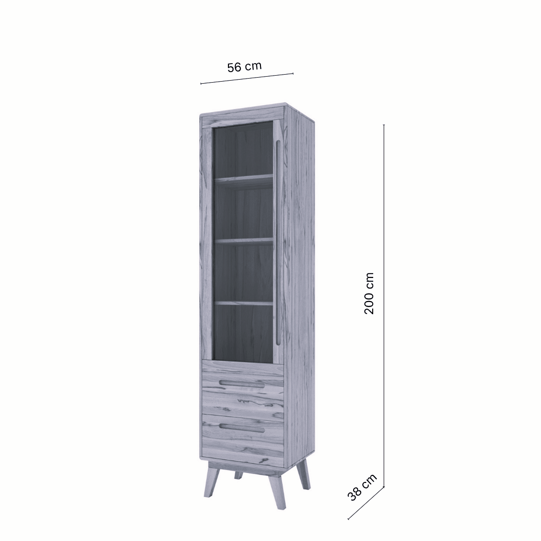 Vitrine Séraphine Massivholz Buche Glastüren BLUM Soft-Close 200x56x38 cm – handgefertigt Europa