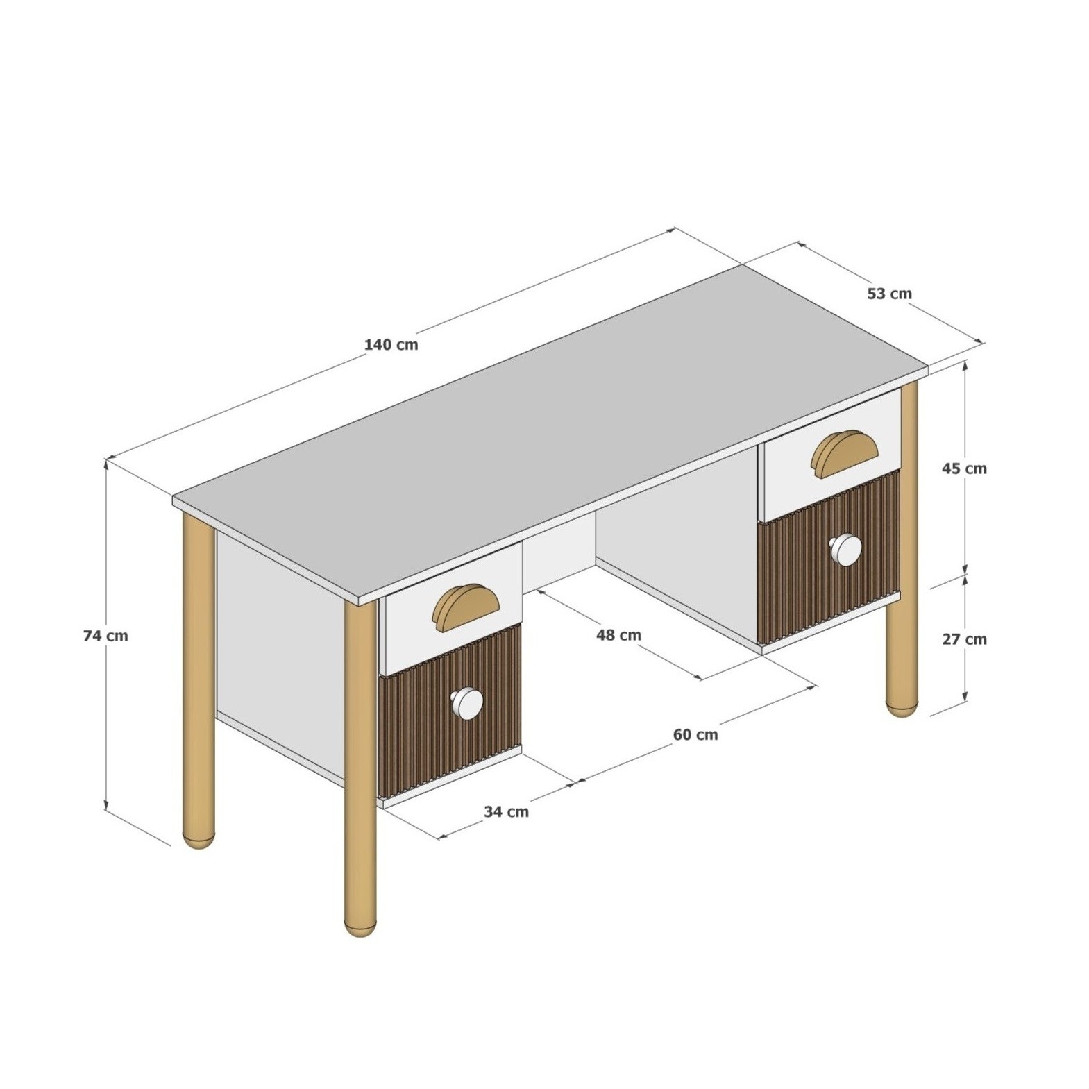 Babella Schreibtisch Kaschmir Naturholz Maße 140x53x74 cm Kinderzimmer Jugendzimmer